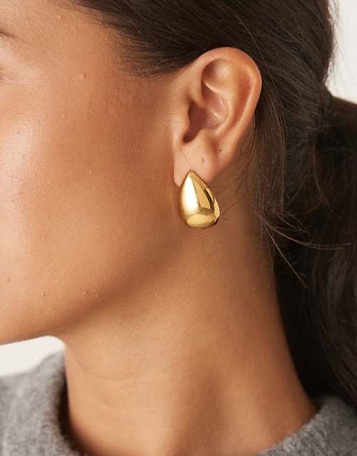 Lost Souls teardrop stud earrings in 18ct gold plated stainless steel