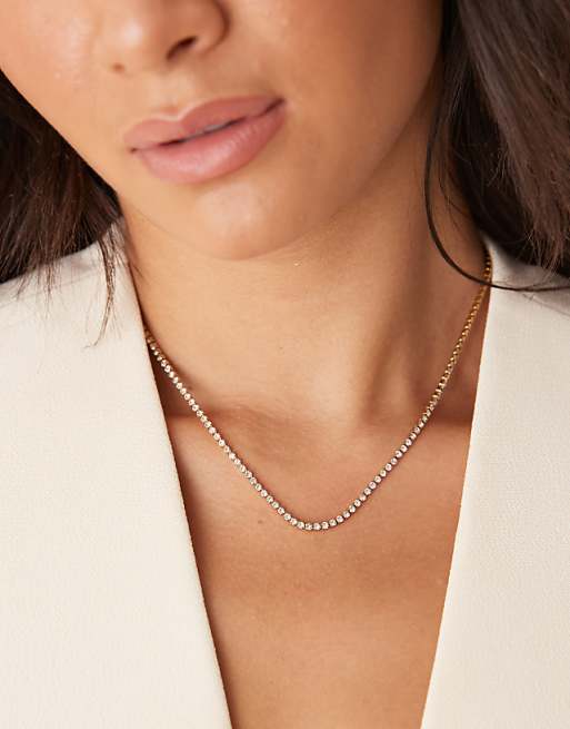 Lost Souls tennis rhinestone necklace in 18ct gold plated stainless steel