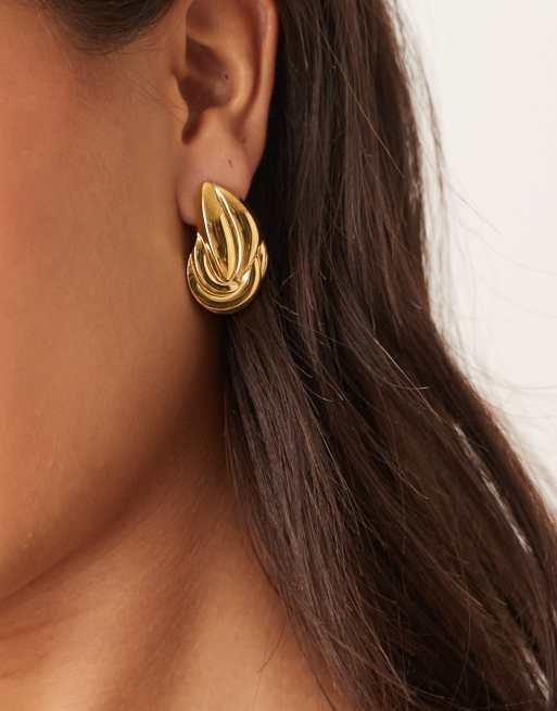 Lost Souls Vintage Style Stud Earrings In 18ct Gold Plated Stainless Steel