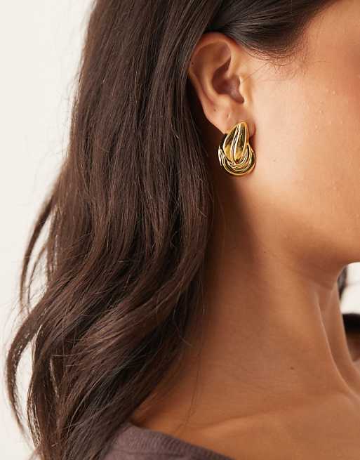 Lost Souls vintage style stud earrings in 18ct gold plated stainless steel
