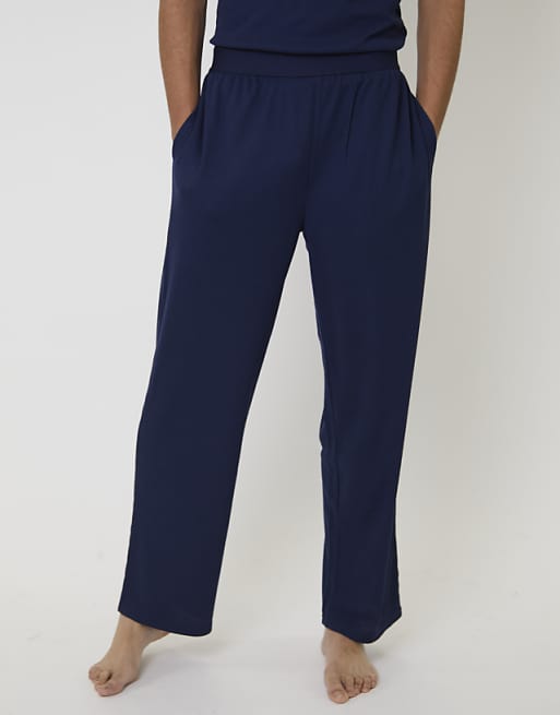 Loungeable Men's Pyjamas Short Sleeve And Trouser Waffle Pjyama Set In Navy