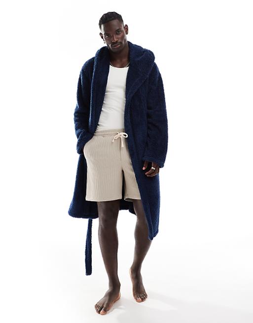 Loungeable Sherpa Hooded Robe In Navy