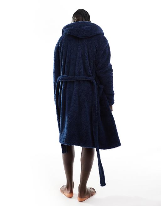 Loungeable Sherpa Hooded Robe In Navy