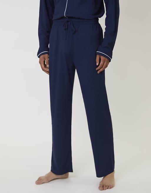 Loungeable Traditional Waffle Pyjamas In Navy