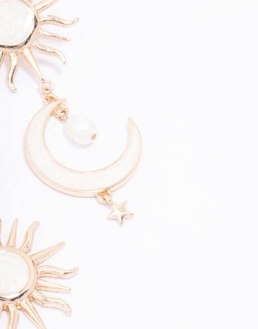 Lovisa Gold Celestial Marble Drop Earrings In Multicolor