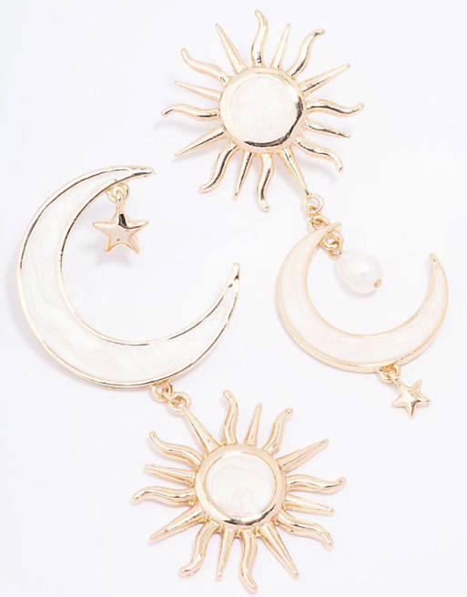 Lovisa Gold celestial marble drop earrings in multicolor