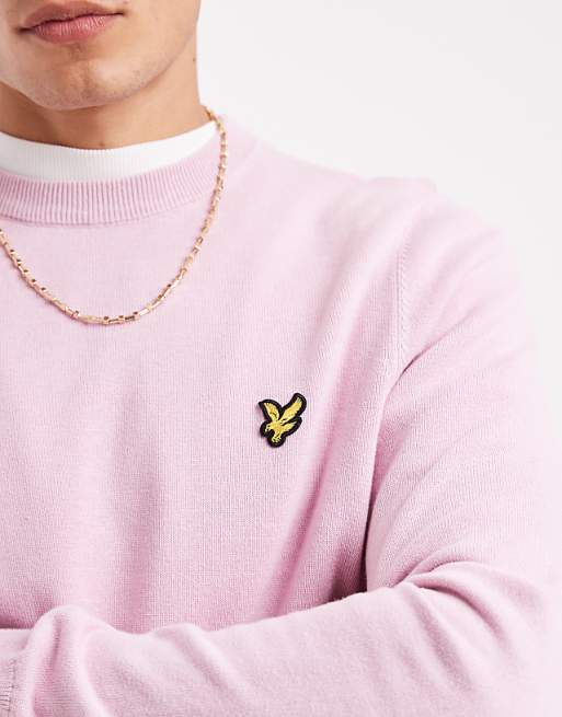 Lyle & Scott Mid Knits Cotton Crew Neck Jumper In X574 Pink Light
