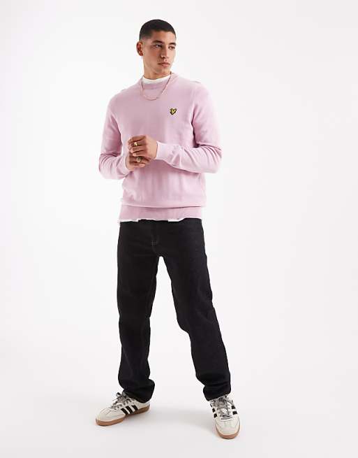Lyle & Scott Mid Knits Cotton Crew Neck Jumper In X574 Pink Light
