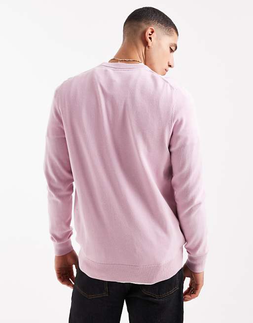 Lyle & Scott Mid Knits Cotton Crew Neck Jumper In X574 Pink Light