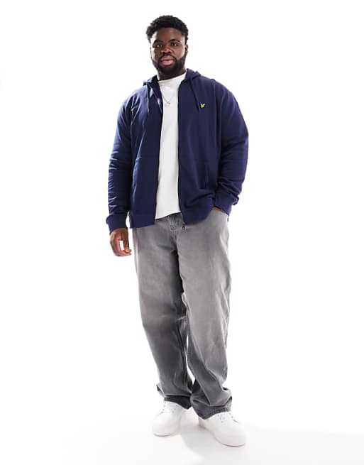 Lyle & Scott Plus Zip Through Hoodie In Navy