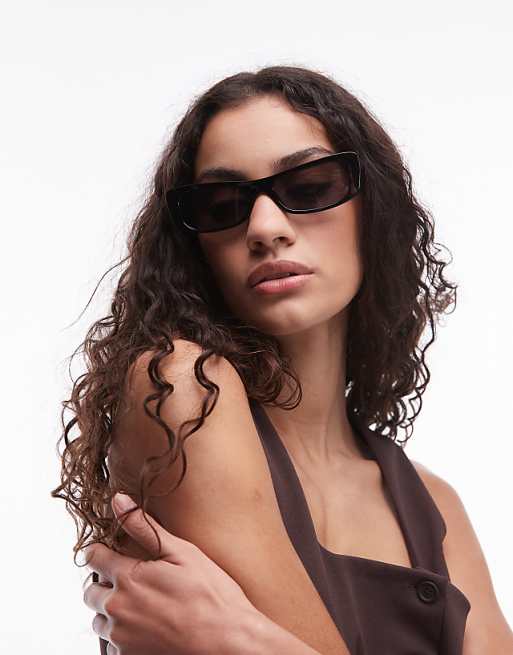 Mango rectangular sunglasses in black