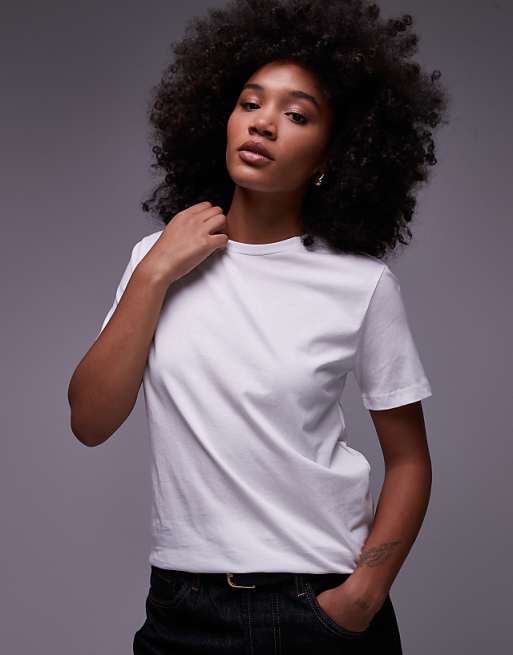Mango round neck t-shirt in white