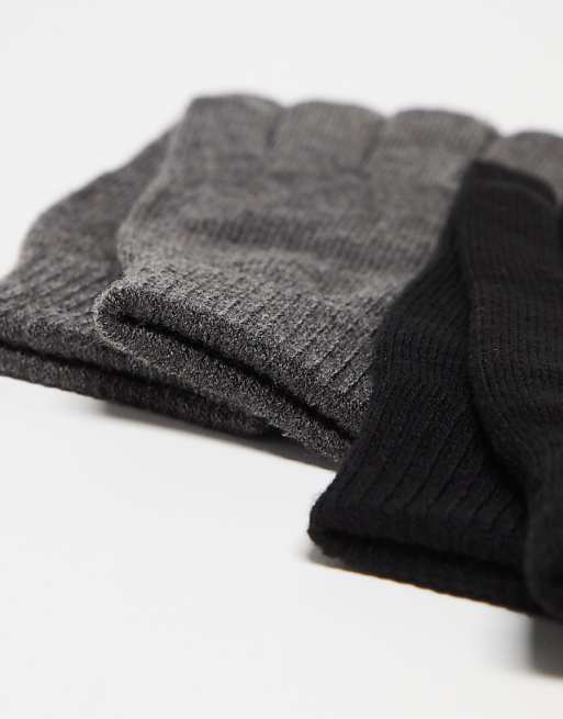 Monki 2 Pack Gloves In Black And Grey