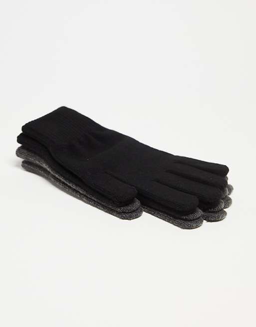 Monki 2 Pack Gloves In Black And Grey