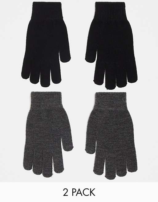 Monki 2 pack gloves in black and grey