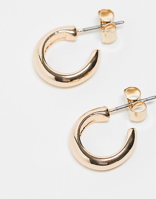Monki 3 Pack Tube Hoop Earrings In Gold