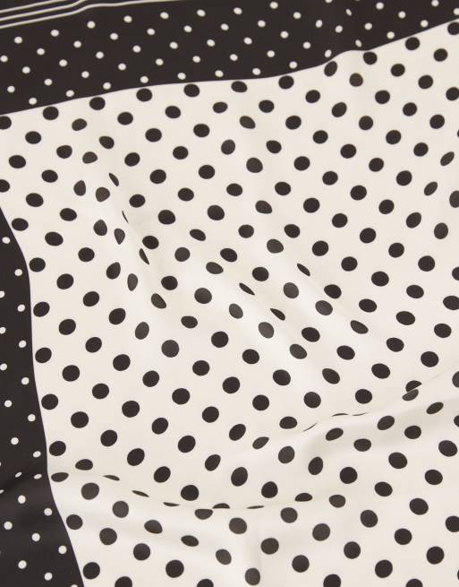 My Accessories Cream And Black Polka Dot Neck Tie In Cream