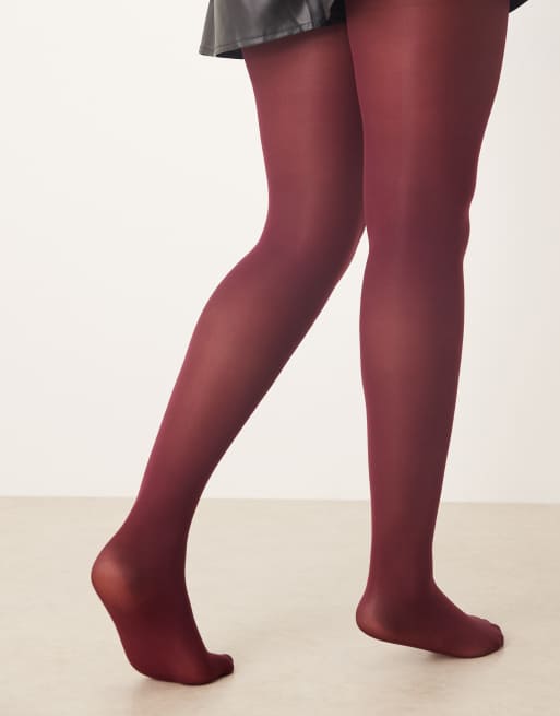 My Accessories Curve Opaque Tights In Burgundy