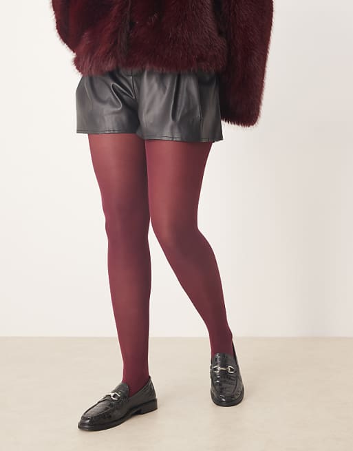 My Accessories Curve opaque tights in burgundy