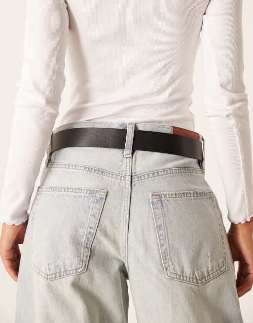 My Accessories Extra Long Belt In Black And Silver