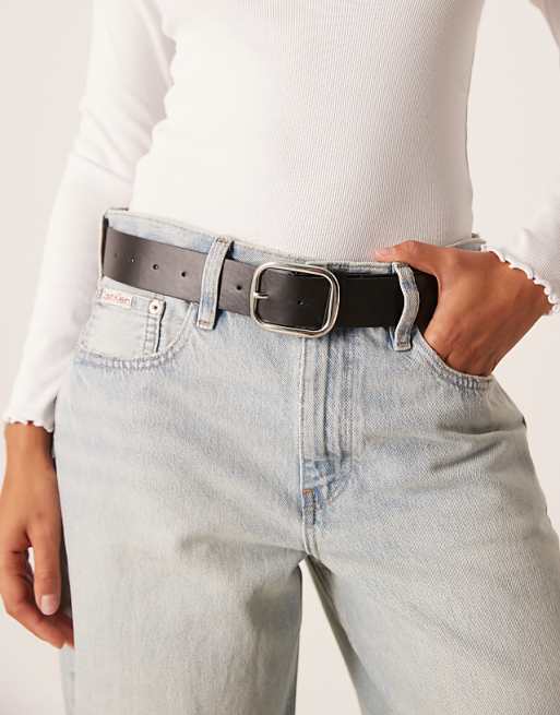 My Accessories extra long belt in black and silver