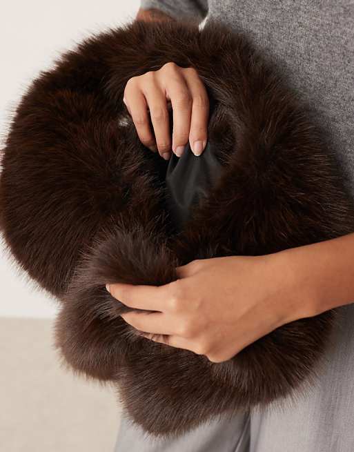 My Accessories Faux Fur Tote Bag In Brown