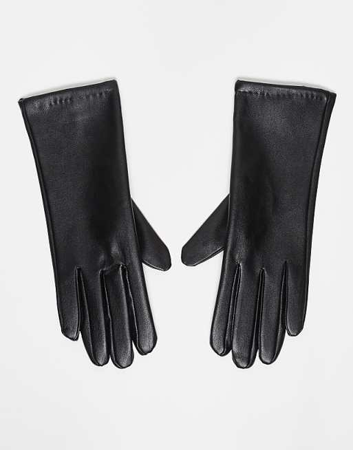 My Accessories faux leather touch screen gloves in black