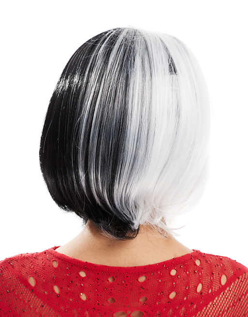 My Accessories Halloween Two Tone Bob Wig In Black And White