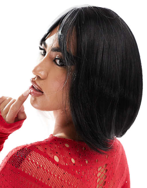 My Accessories Halloween Two Tone Bob Wig In Black And White