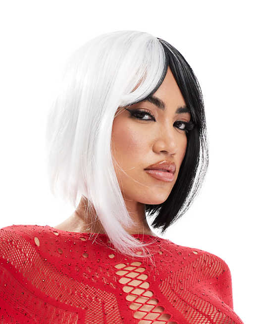 My Accessories Halloween two tone bob wig in black and white