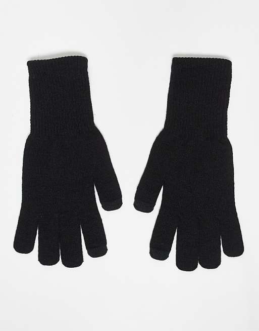 My Accessories Man touch screen knitted gloves in black