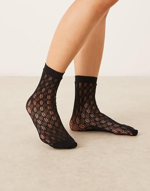 My Accessories mesh pointelle socks in black