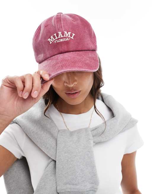 My Accessories Miami Baseball Cap In Washed Red