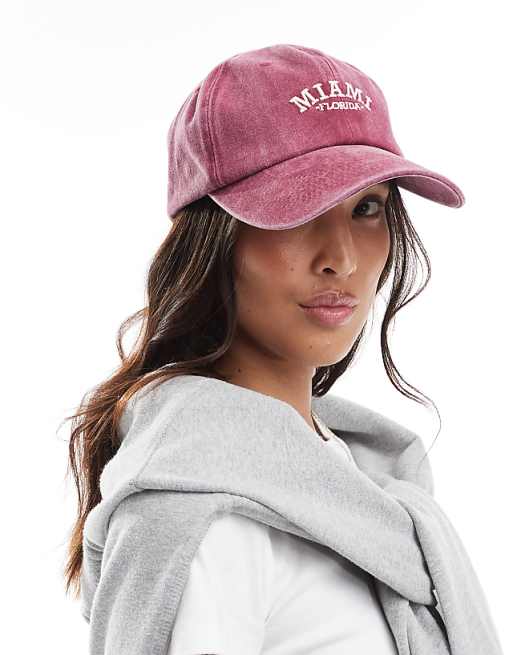My Accessories miami baseball cap in washed red