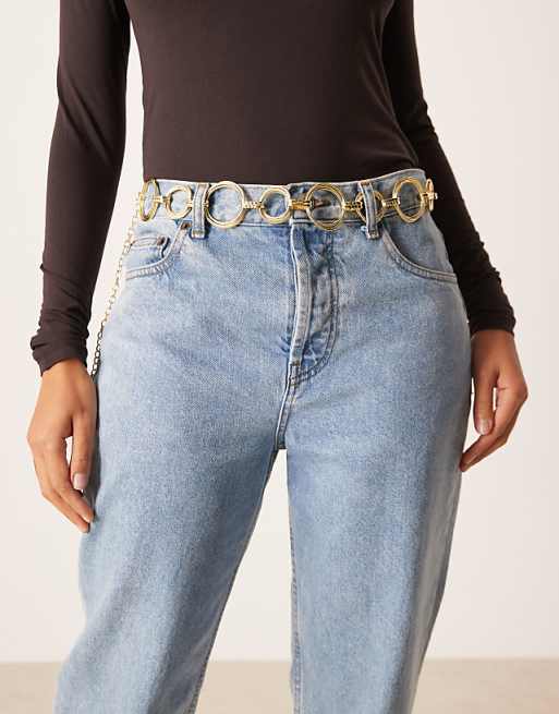 My Accessories multi ring chain belt in gold