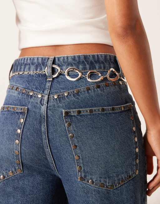 My Accessories Oversized Oval Chain Belt In Silver