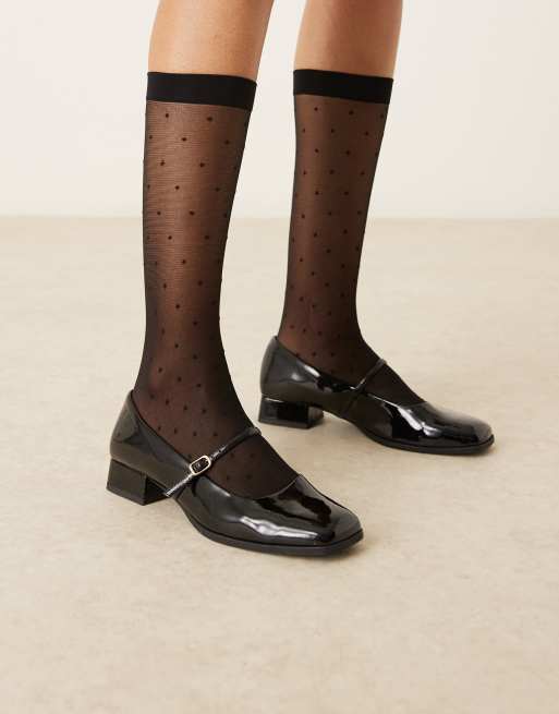 My Accessories Polka Dot Mesh Socks In Black