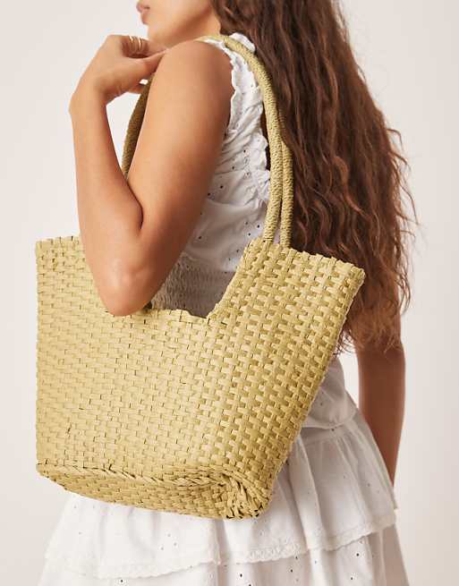 My Accessories straw basket bag in green