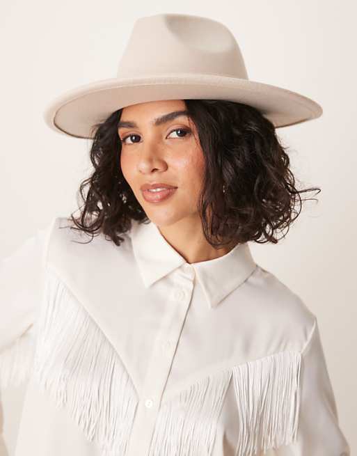 My Accessories suedette fedora hat in ecru