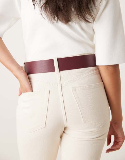 My Accessories Wide Belt In Burgundy And Gold