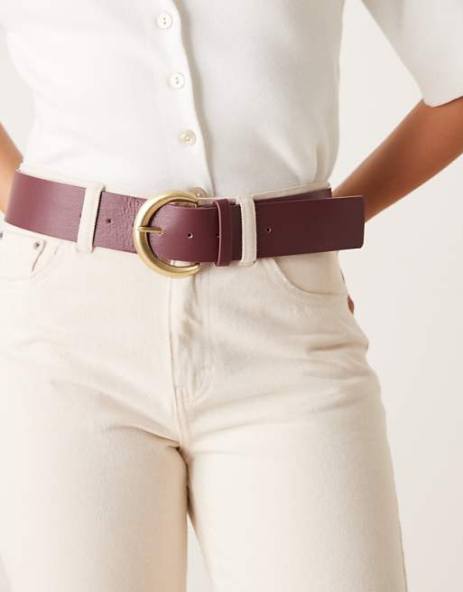 My Accessories wide belt in burgundy and gold