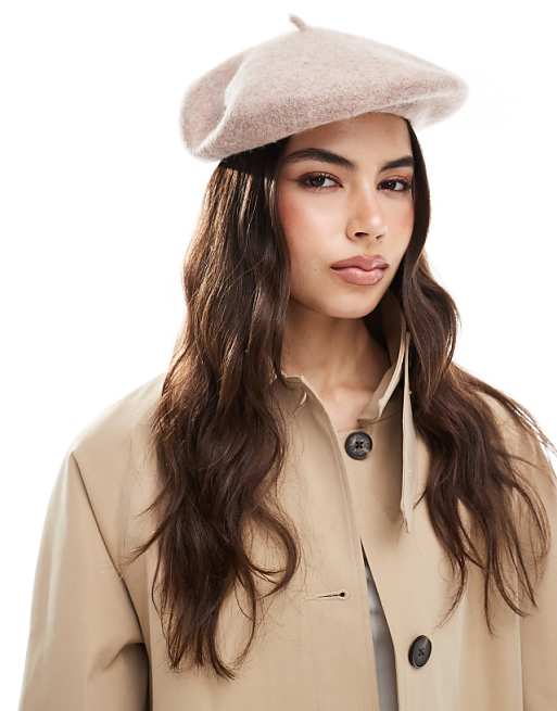 My Accessories wool beret in Oatmeal