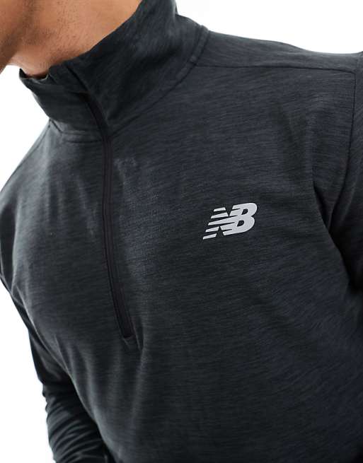 New Balance 1/4 Zip In Black Space Dye
