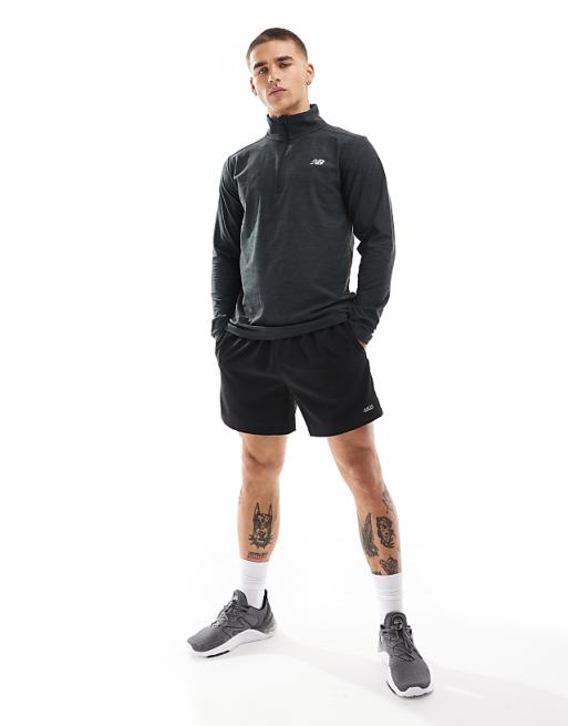 New Balance 1/4 Zip In Black Space Dye