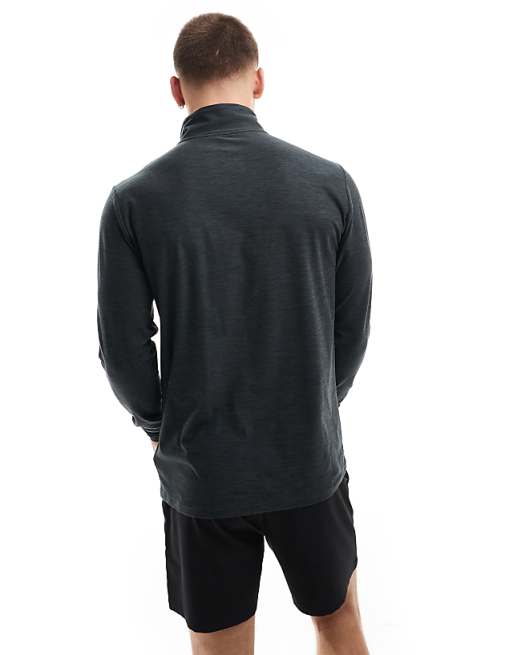 New Balance 1/4 Zip In Black Space Dye
