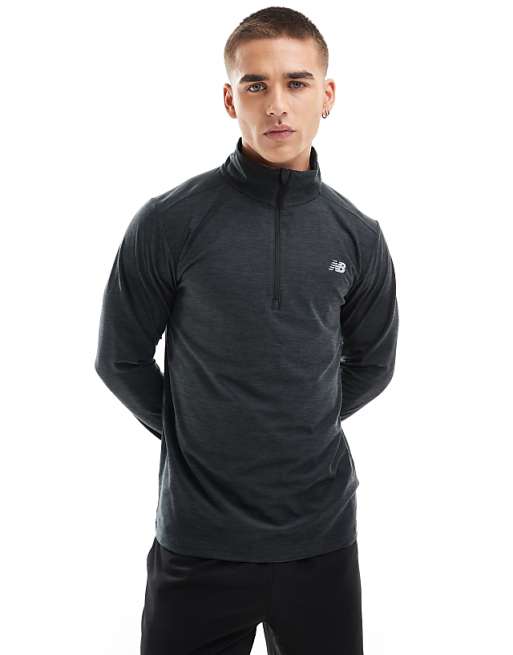 New Balance 1/4 Zip in black space dye