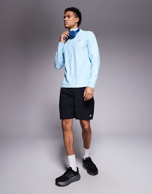 New Balance 1/4 Zip Top In Light Blue