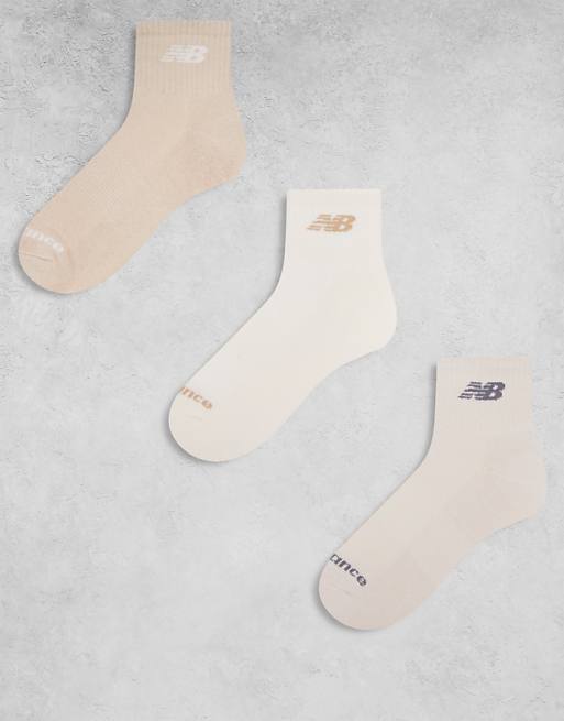 New Balance 3 pack everyday ankle socks in light neutrals