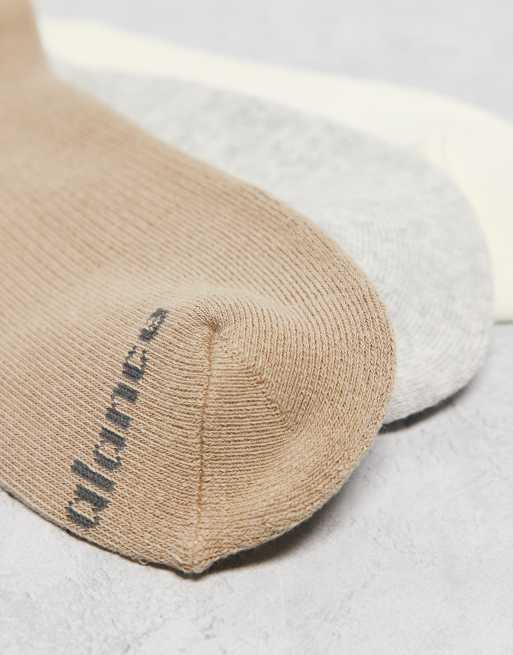 New Balance 3 Pack Everyday Crew Socks In Light Neutrals