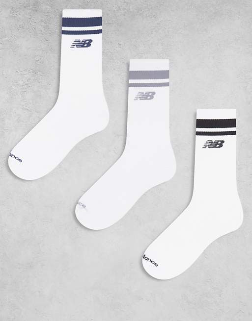 New Balance 3 pack midcalf running socks in white